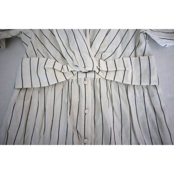 Derek Lam 10 Crosby Women Sz 12 Ivory Maya Pinstripe Twist-Front Maxi Dress - Picture 12 of 14